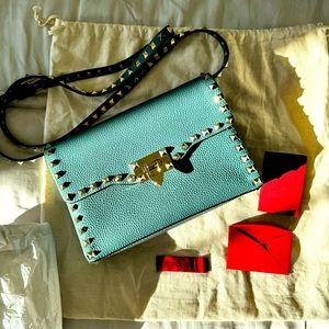 Valentino Rockstud Crossbody Purse Blue Great Condition